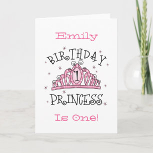 Tiara Princess 1st Birthday Card - Gepersonaliseer Kaart