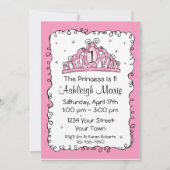 Tiara Princess 1st Birthday Custom Invitation Kaart (Voorkant)