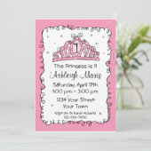 Tiara Princess 1st Birthday Custom Invitation Kaart (Staand voorkant)