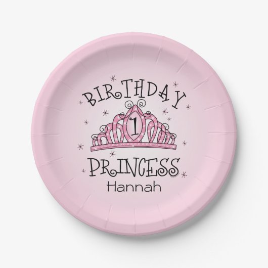 Tiara Princess 1st Birthday Papieren Bordje (Voorkant)