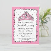 Tiara Princess 2e verjaardag Custom Invitation Kaart (Staand voorkant)