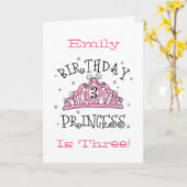 Tiara Princess 3rd Birthday Card - Gepersonaliseer Kaart (Gele Bloem)