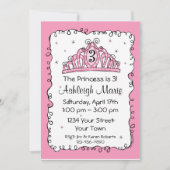 Tiara Princess 3rd Birthday Custom Invitation Kaart (Voorkant)