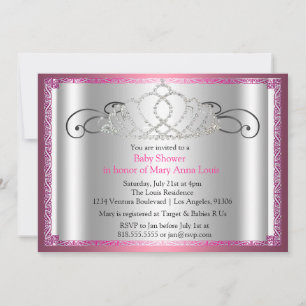 Tiara Princess Baby shower Invitation Kaart