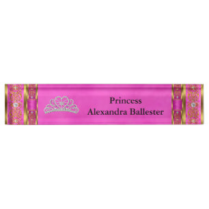 Tiara Princess Hot Pink Gold Naam Naambordje