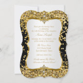 Tiara Princess Sweet 16 Gold Black White Invite Kaart (Achterkant)