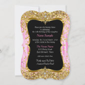 Tiara Princess Sweet 16 Pink Gold Black Invite Kaart (Achterkant)