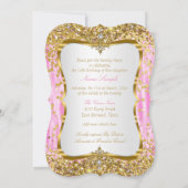 Tiara Princess Sweet 16 Pink Gold White Invite Kaart (Achterkant)