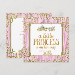 Tiara Prinses Baby Shower Roze Paardenkoets Kaart
