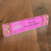 Tiara Prinses Heet Roze Goud Naam Naambordje (Zijkant)