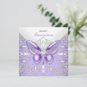 Tiara Quinceanera 15th Diamonds Paarse Butterfly Kaart (Staand voorkant)