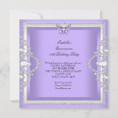 Tiara Quinceanera 15th Diamonds Paarse Butterfly Kaart (Achterkant)