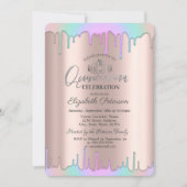 Tiara, Rainbow drups Roos Gold Quinceañera Kaart (Voorkant)