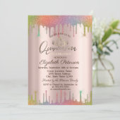 Tiara, Rainbow Glitter drups Quinceañera Kaart (Staand voorkant)