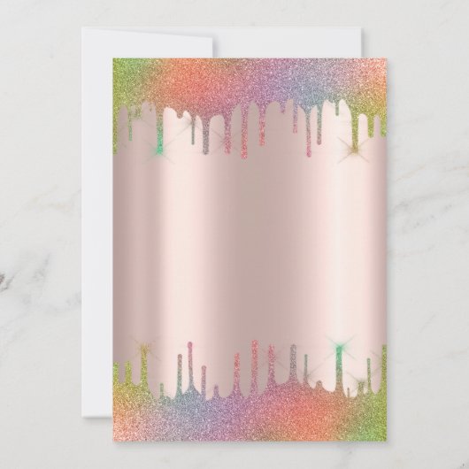 Tiara, Rainbow Glitter drups Quinceañera Kaart (Achterkant)