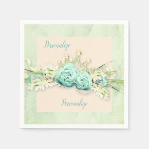 Tiara roos bloemrijke kant glinsterende uitziende  servet
