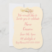 Tiara roos diamanten kant sprankelende roze uitnod kaart (Achterkant)