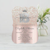 Tiara, Roos Gold Glitter Bokeh 18th Birthday Party Kaart (Staand voorkant)