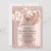 Tiara, Roos Gold Glitter druppels ballonnen Quince Kaart (Voorkant)