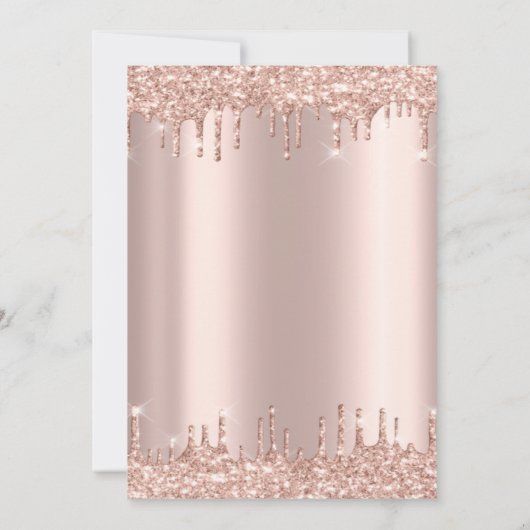 Tiara, Roos Gold Glitter drups Quinceañera Kaart (Achterkant)