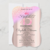 Tiara, Roze Goud Zoete 40e Ombre Glitter Bokeh  Kaart (Voorkant)