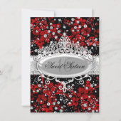  Tiara & Sparkle Flowers Red Sweet 16 Kaart (Voorkant)