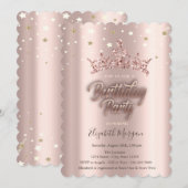 Tiara Stars Roos Gold Birthday Party Kaart (Voorkant / Achterkant)