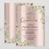 Tiara, Strijklichten, Rozen Quinceañera Kaart (Voorkant / Achterkant)