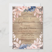 Tiara, String Lights, Blue Flowers Wood Quinceañer Kaart (Voorkant)