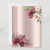 Tiara, String Lights Burgundy Rozen Quinceañera Kaart (Achterkant)