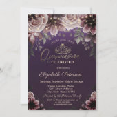 Tiara, String Lights Flowers Paars Quinceañera Kaart (Voorkant)