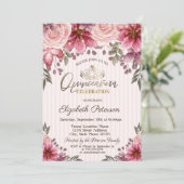 Tiara, String Lights Flowers Striped Quinceañera Kaart (Staand voorkant)