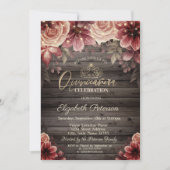 Tiara, String Lights Flowers Wood Quinceañera Kaart (Voorkant)