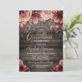 Tiara, String Lights Flowers Wood Quinceañera Kaart (Staand voorkant)