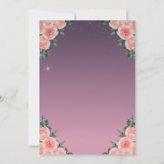 Tiara, String Lights, Lace, Rozen Quinceañera Kaart (Achterkant)