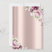 Tiara, String Lights Pink Flowers Quinceañera Kaart (Achterkant)