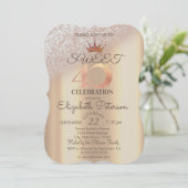 Tiara,Sweet 40th Glitter Bokeh Kaart (Staand voorkant)