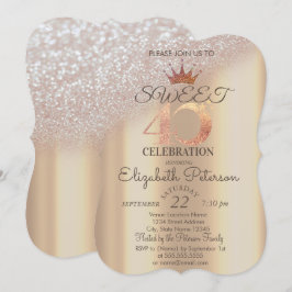 Tiara,Sweet 40th Glitter Bokeh Kaart