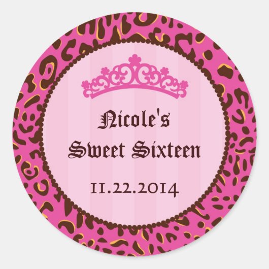 Tiara Sweet Zestien Verjaardagsgunst Sticker (Voorkant)
