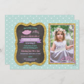 Tiara Tutu Pink Ballet Mint Glitter Birthday Foto Kaart (Voorkant / Achterkant)