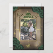 Tiara Vlinders Smaragd Groene Rozen Quinceañera Kaart (Achterkant)