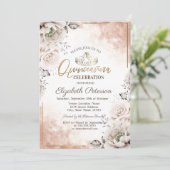 Tiara, Witte Bloemen Quinceañera  Kaart (Staand voorkant)