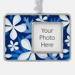 TIARE (BLAUW) VERZILVERD OMLIJST ORNAMENT