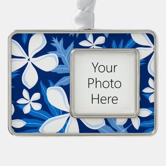 TIARE (BLAUW) VERZILVERD OMLIJST ORNAMENT (Voorkant)