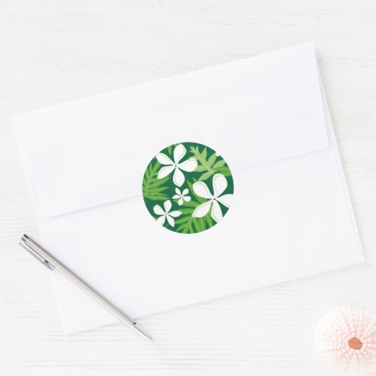 TIARE (GROEN) RONDE STICKER (Envelop)