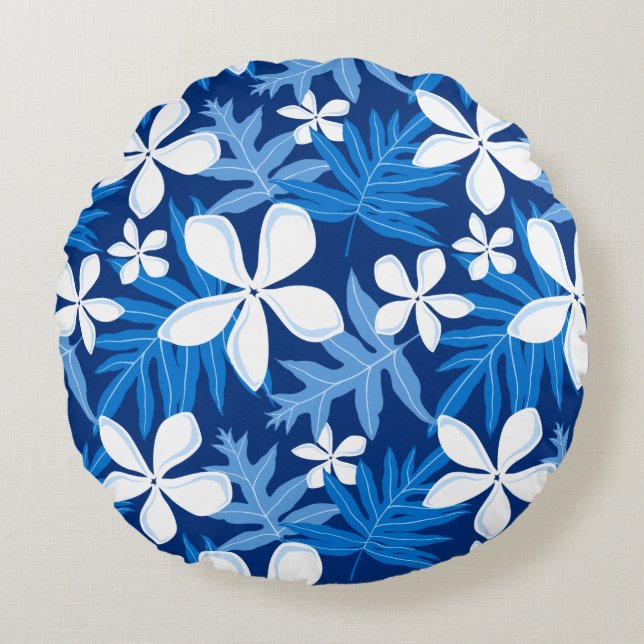 TIARE-PATROON IN BLAUW ROND KUSSEN (Voorkant)