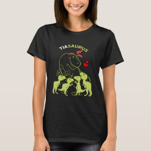 Tiasaurus Tia 4 Kinder Dinosaurus Moederdag T-shirt