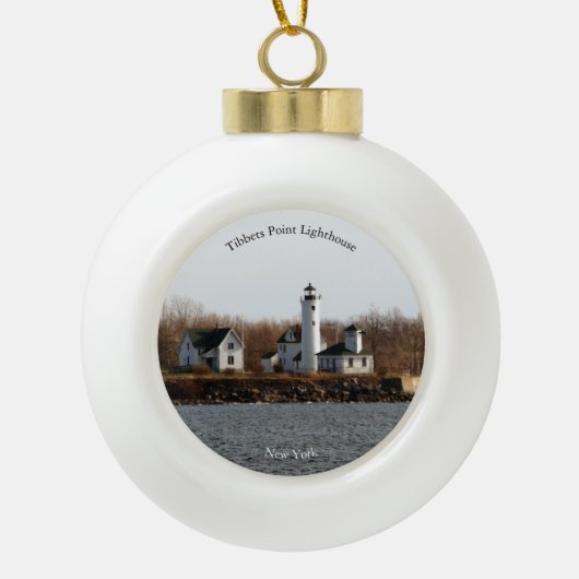 Tibbetts Point Lighthouse Keramische Bal Ornament (Voorkant)