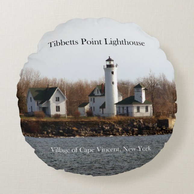 Tibbetts Point Lighthouse ronde kussen (Voorkant)