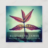 Tiber Blue Oranje Star Leaf Natuur Vierkante Visitekaartje (Voorkant)